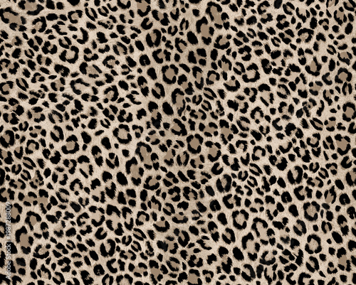 Leopard Print Textile Pattern with Natural Tan and Black Spots