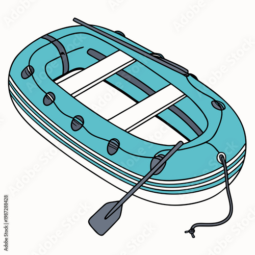 Mini inflatable boat isolated on white background vector illustration