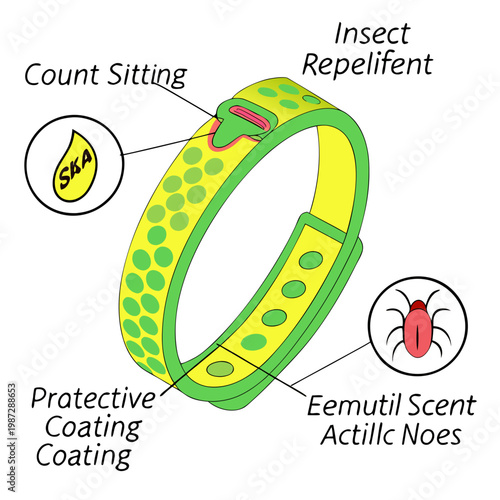 Insect repellent wristband isolated on white background vector illustration