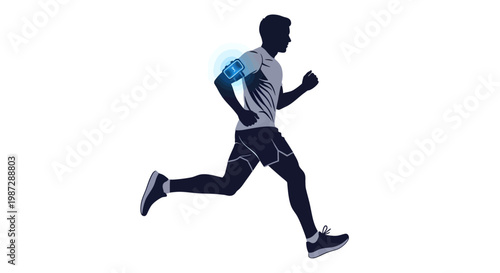 Man running in athletic wear with fitness tracker on arm