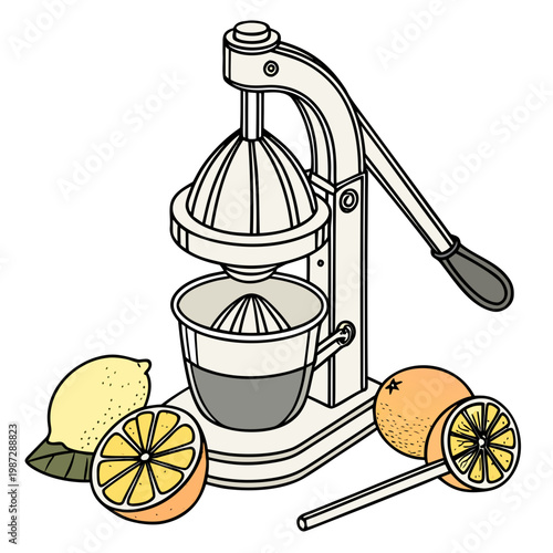 Manual citrus juicer isolated on white background vector illustration