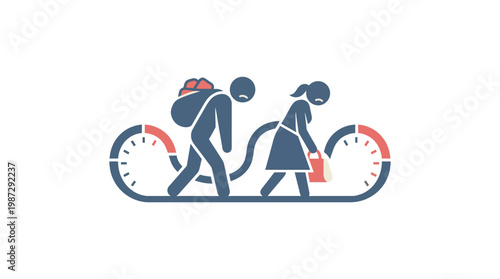 Overworked Couple Carrying Burdens with Time Pressure