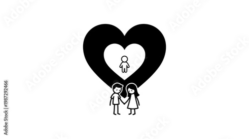 Couple with Child Symbolized by a Heart
