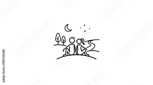 Couple Admiring the Night Sky