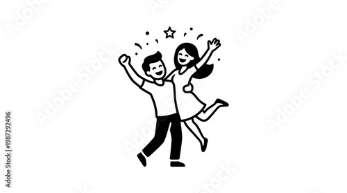 Happy Couple Celebrating with Joyful Exuberance