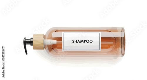 Shampoo bottle with dispenser on white background