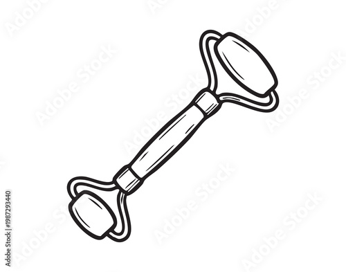 Dualended facial roller for sculpting and depuffing, smooth and textured heads for targeted contours, lightweight handle ideal for beauty therapist or home routine, promotes cooling effect