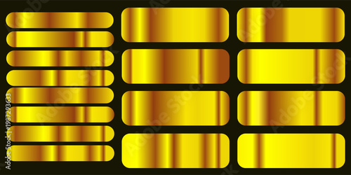 Gold metal gradient colors set. Golden gradient palette.eps,10