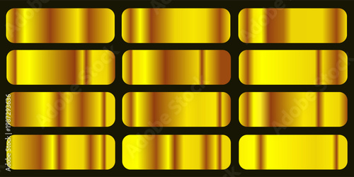 Gold metal gradient colors set. Golden gradient palette.eps,10
