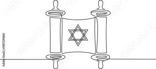 Black and white line of a balance scale with geometric shapes