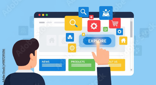 Website User Interface Design with Interactive Elements and User Engagement.