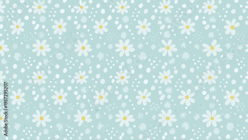 Delicate white daisies scattered across a soft pastel blue background