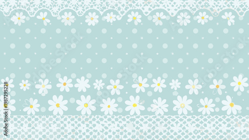 Delicate floral pattern with white daisies and a teal background