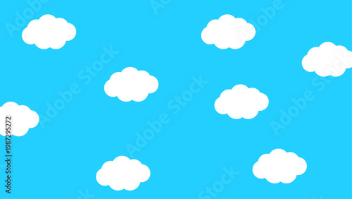 青空に浮かぶシンプルな白い雲の背景素材