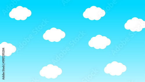 青空に浮かぶシンプルな白い雲の背景素材