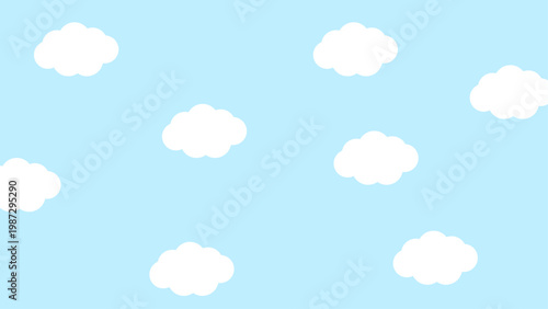 青空に浮かぶシンプルな白い雲の背景素材