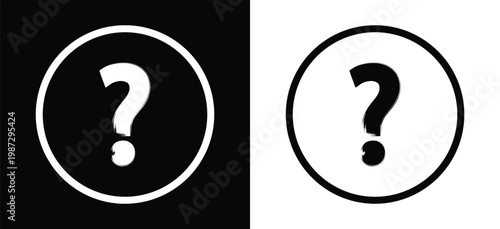 Set of bold brush stroke grunge question mark icon. Grunge question mark symbol. White and black background . Vector illustration