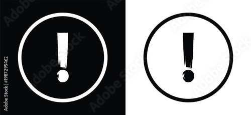 Set of bold brush stroke grunge exclamation mark icon. Grunge exclamation mark symbol. White and black background . Vector illustration