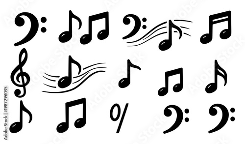Sketch music notes collection hand drawn doodle musical symbols with artistic pen line style vector illustration