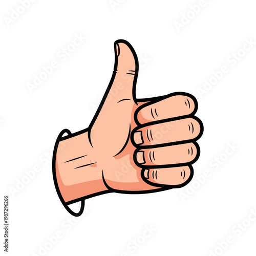 Hand giving thumbs up gesture, approval, positive feedback, success, agreement, white background