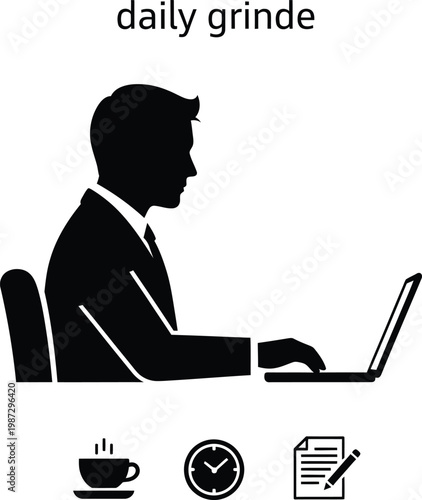 Daily grinde a silhouette of modern work life and routine