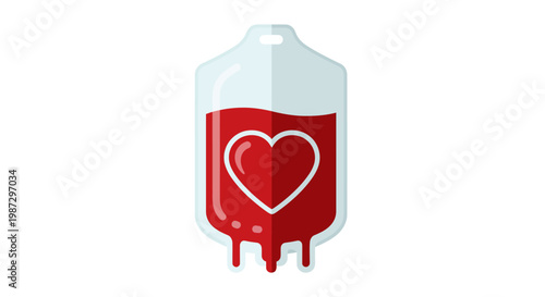 Life-Saving Blood Donation Bag with Heart Symbol Illustrates Medical Care, Compassion, and Health Support