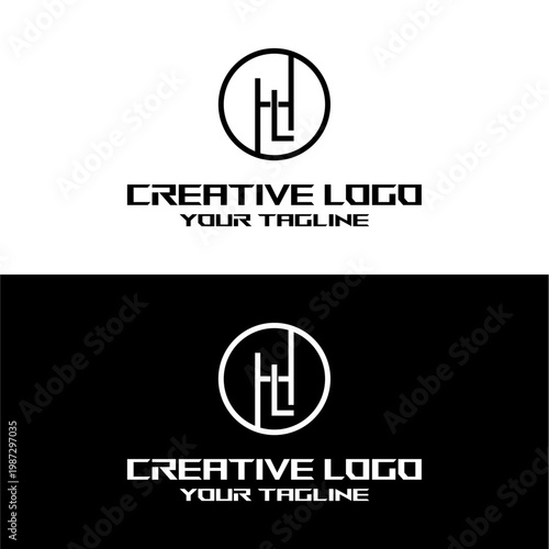 creative letter logo hl design vector