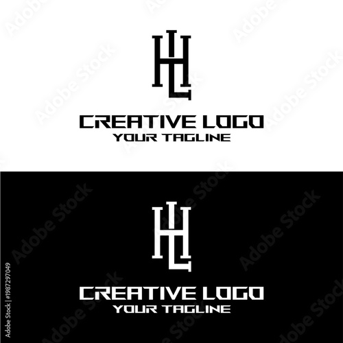creative letter logo hl design vector