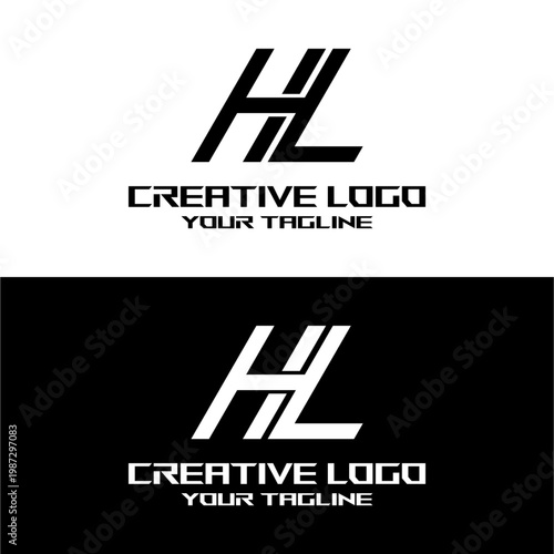 creative letter logo hl design vector