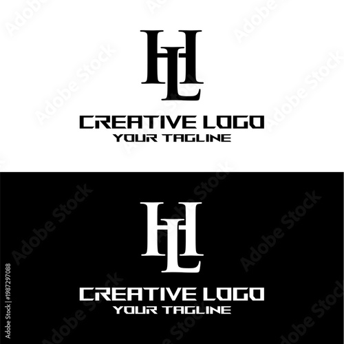 creative letter logo hl design vector