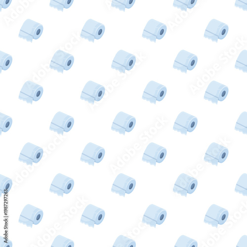 Toilet paper rolls creating a seamless pattern on a white background, representing hygiene and sanitation