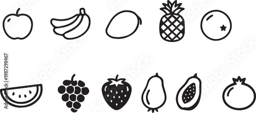set of fruit vector design icon art illustrator 