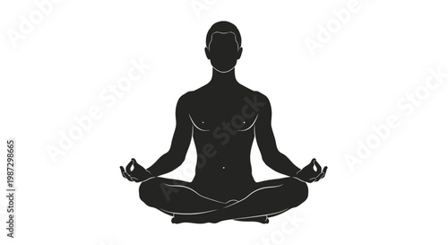 Serene silhouette of an individual meditating in a peaceful lotus pose, symbolizing tranquility, balance, and mindful relaxation