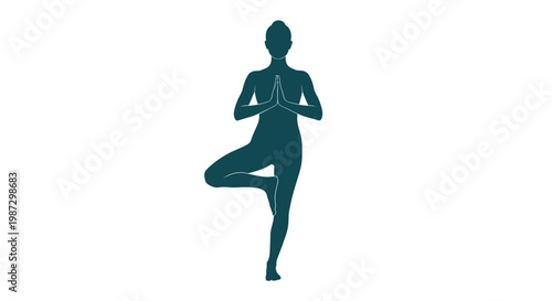 Minimalist Silhouette of Woman Practicing Yoga Tree Pose, Symbolizing Balance and Inner Peace for Holistic Wellness