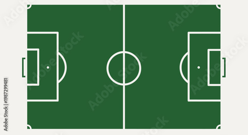 a green soccer field with white lines.