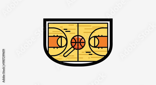 An illustration of a basketball court.