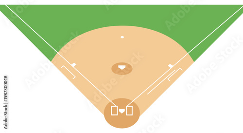 Baseball field layout with markings.