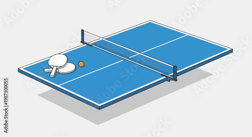 Illustration of a blue table tennis court.
