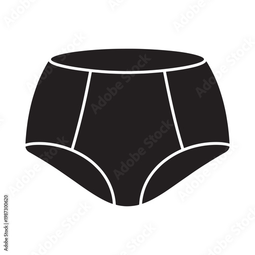 Simple black silhouette of classic high waisted women s underwear