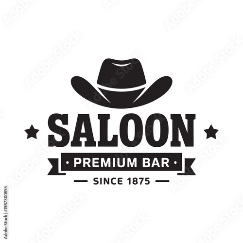 Vintage saloon logo featuring a cowboy hat and established year