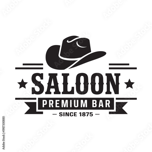 Vintage saloon sign featuring a cowboy hat and established date