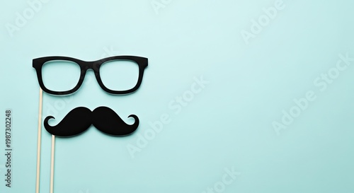 Funny photo booth prop with glasses and mustache on stick