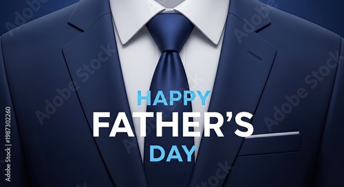 Happy fathers day message on a suit with tie and white shirt