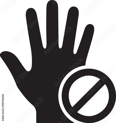 Stop hand symbol with prohibition sign prohibition forbidden restricted illustration interface negative omission permission prohibit prohibited representation