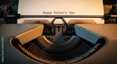 Vintage typewriter with happy fathers day message on paper
