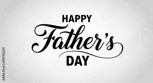 Happy fathers day greeting card with elegant black typography on gray background