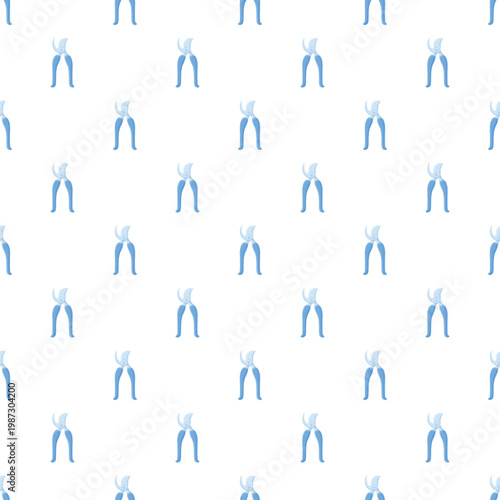 Garden secateurs forming a seamless pattern on a white background