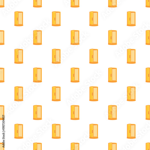 Solarium tanning booths creating a seamless pattern on a white background