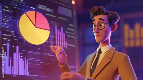 Businessperson analyzing data display