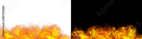 Photography PNG image of Realistic fire flames border, burning orange heat effect, intense b